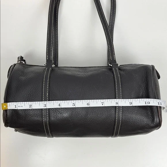 Dooney & Bourke Deep Dark Brown Pebbled Leather Barrel Shoulder Bag - Picture 13 of 16